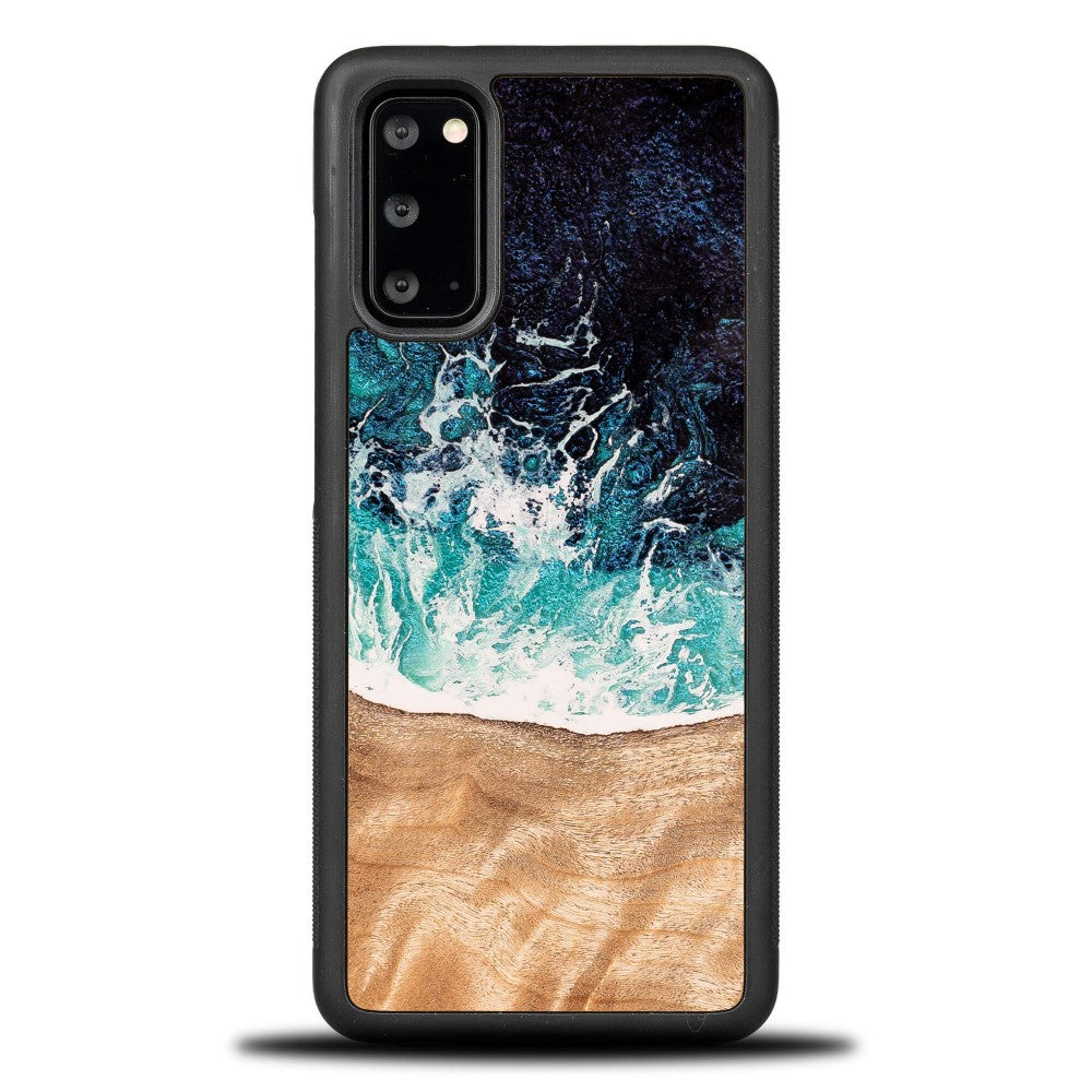Holzhülle für Galaxy S20 FE, Bewood Unique Dream Island, Blau-Braun