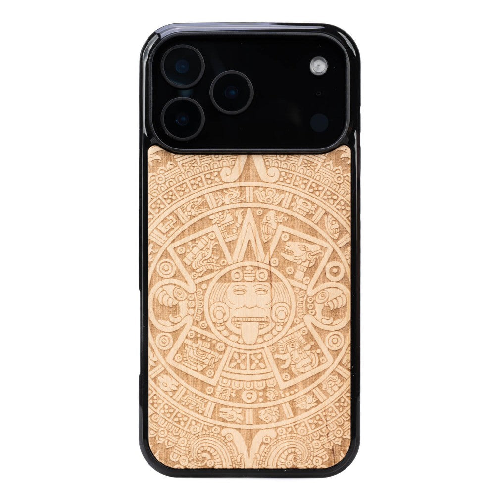 Holzhülle für iPhone 17 Pro Max, Bewood Aniegre Aztekischer Kalender