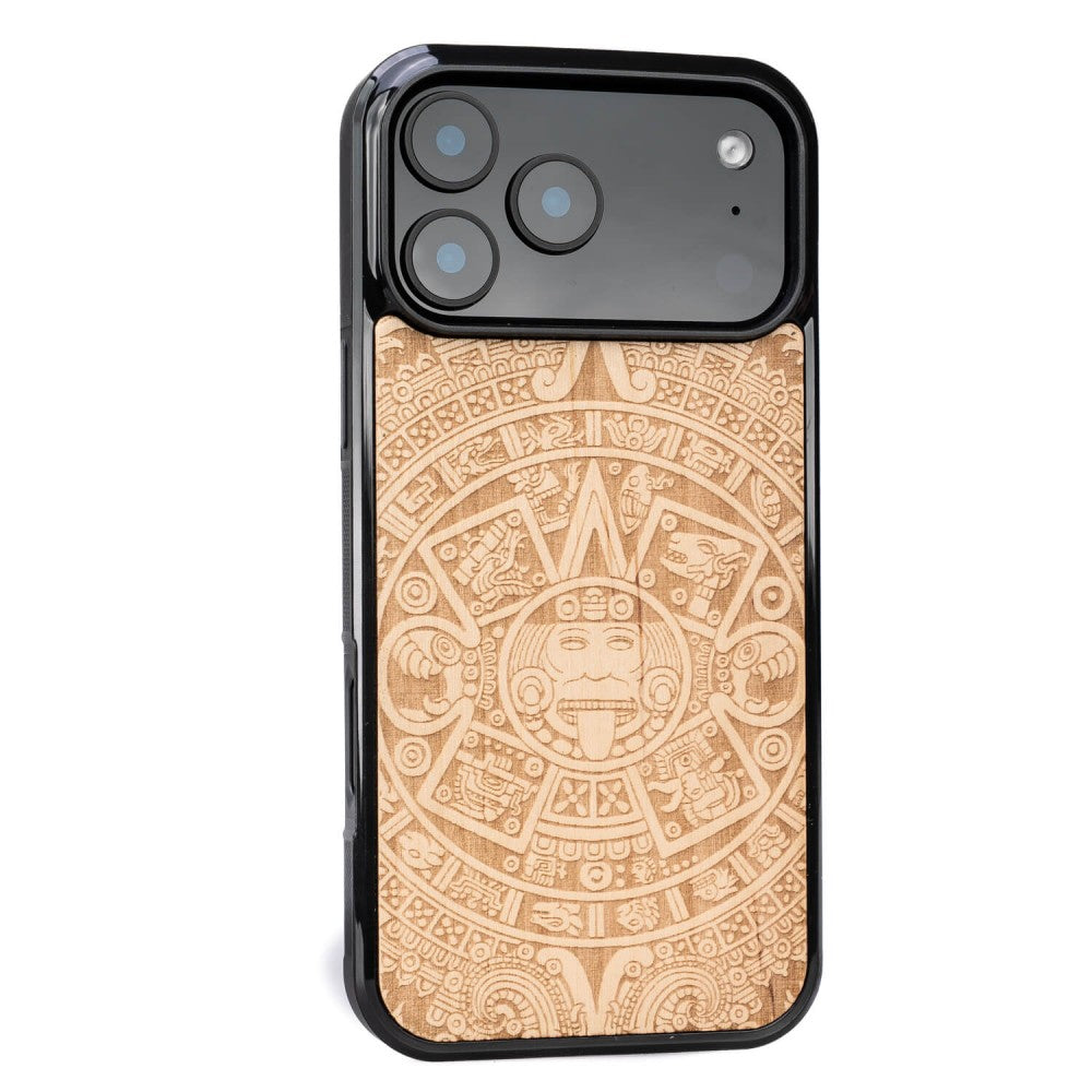 Holzhülle für iPhone 17 Pro Max, Bewood Aniegre Aztekischer Kalender