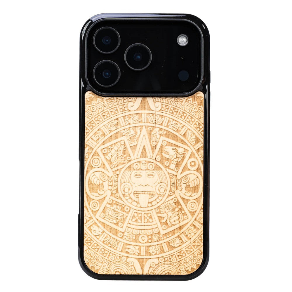 Holzhülle für iPhone 17 Pro, Bewood Aniegre Aztekischer Kalender