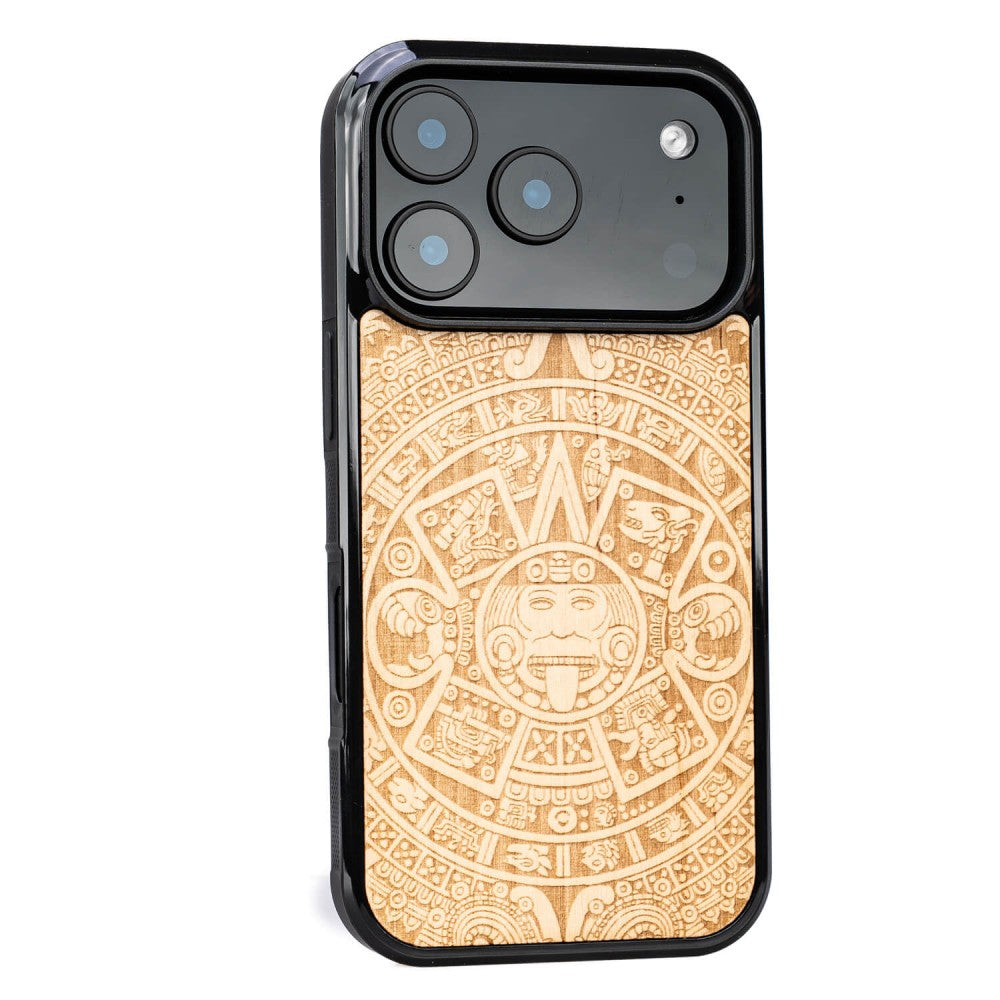 Holzhülle für iPhone 17 Pro, Bewood Aniegre Aztekischer Kalender