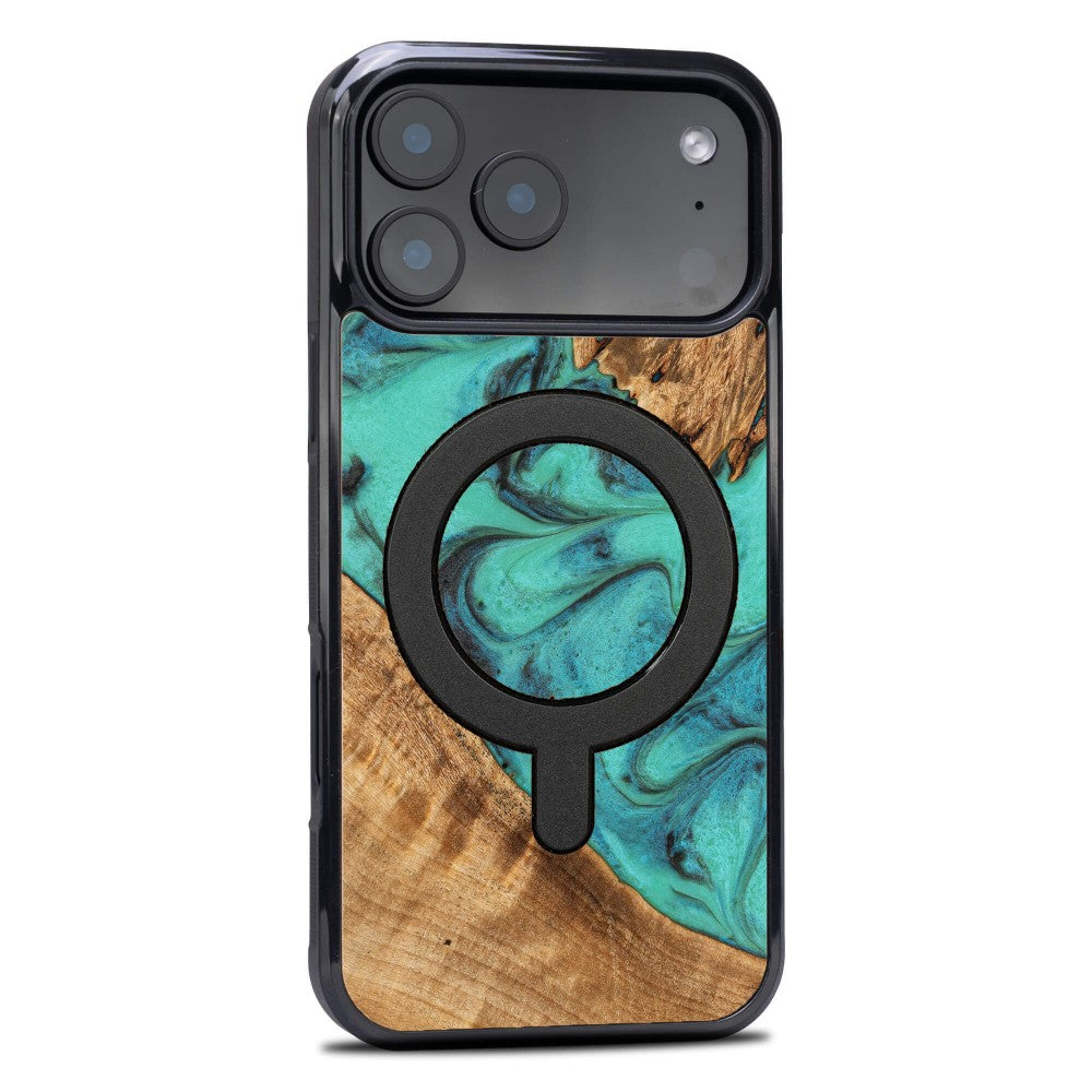 Holzhülle für iPhone 17 Pro Max, Bewood Unique Turquoise für MagSafe