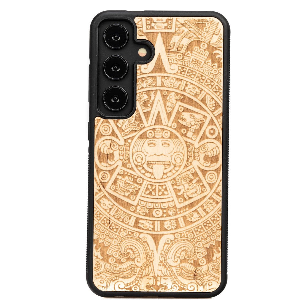 Holzhülle für Galaxy S25 FE, Bewood Aniegre Aztekischer Kalender