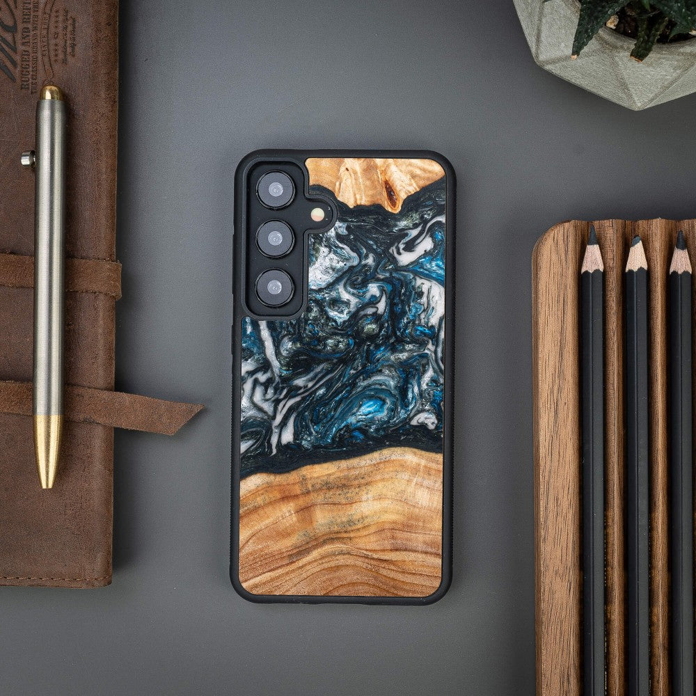 Holzhülle für Galaxy S25 FE, Bewood Unique Planets Erde