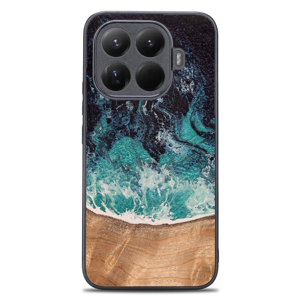 Holzhülle für Xiaomi 15T Pro, Bewood Unique Dream Island, Blau-Braun