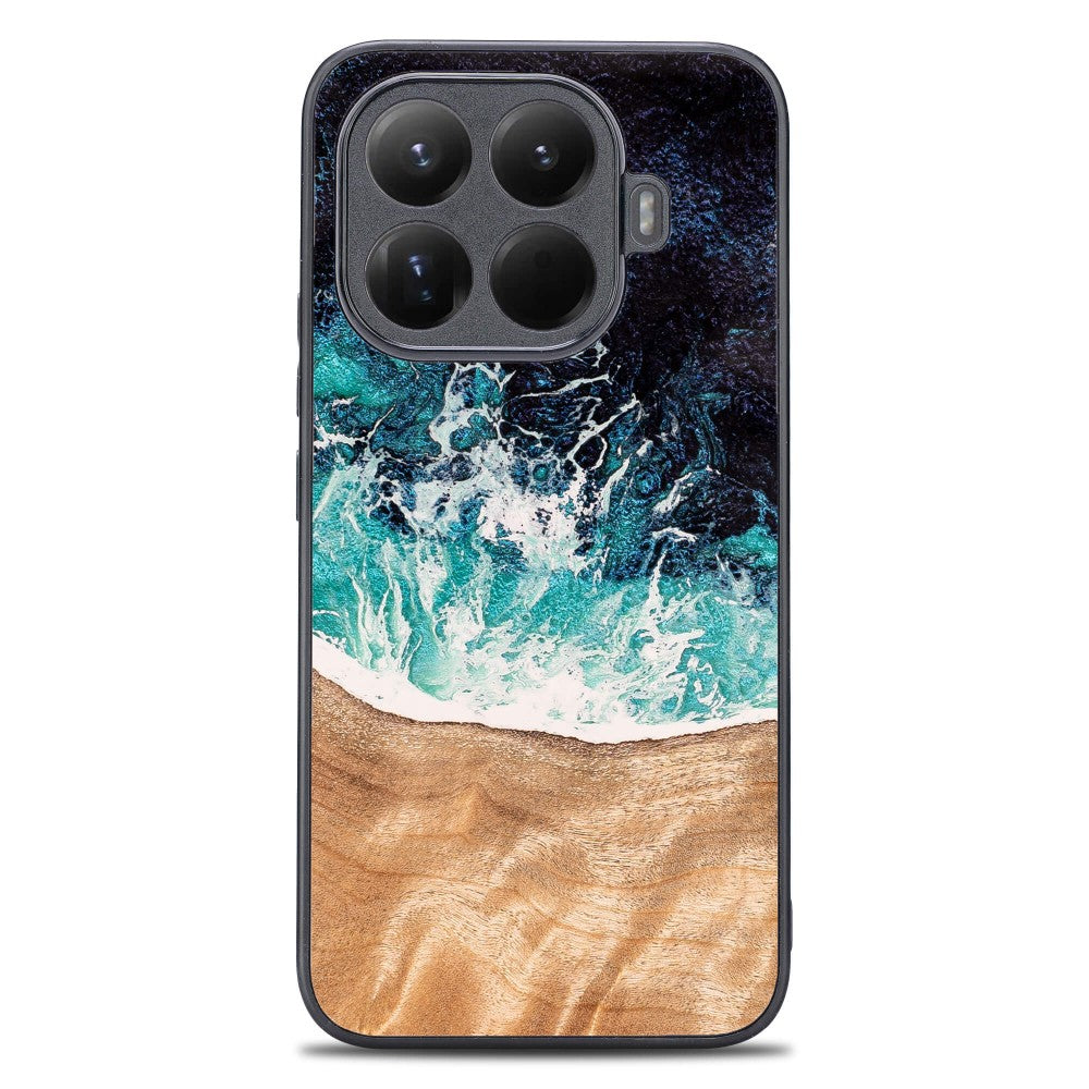 Holzhülle für Xiaomi 15T Pro, Bewood Unique Dream Island, Blau-Braun