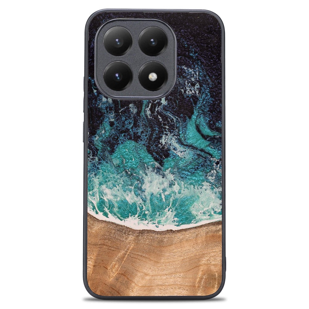 Holzhülle für Xiaomi 15T, Bewood Unique Dream Island, Blau-Braun