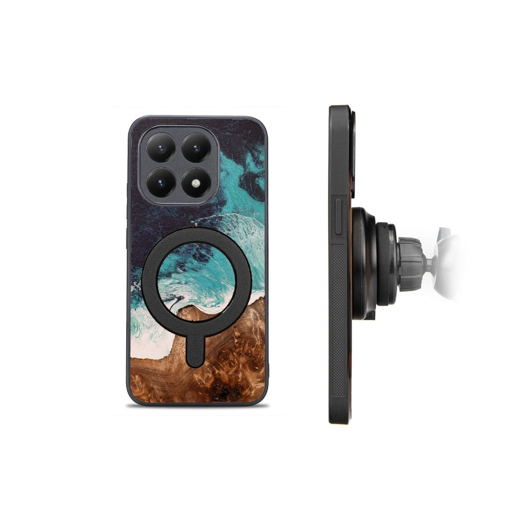 Holzhülle für Xiaomi 15T, Bewood Unique Dream Island für MagSafe, Blau-Braun