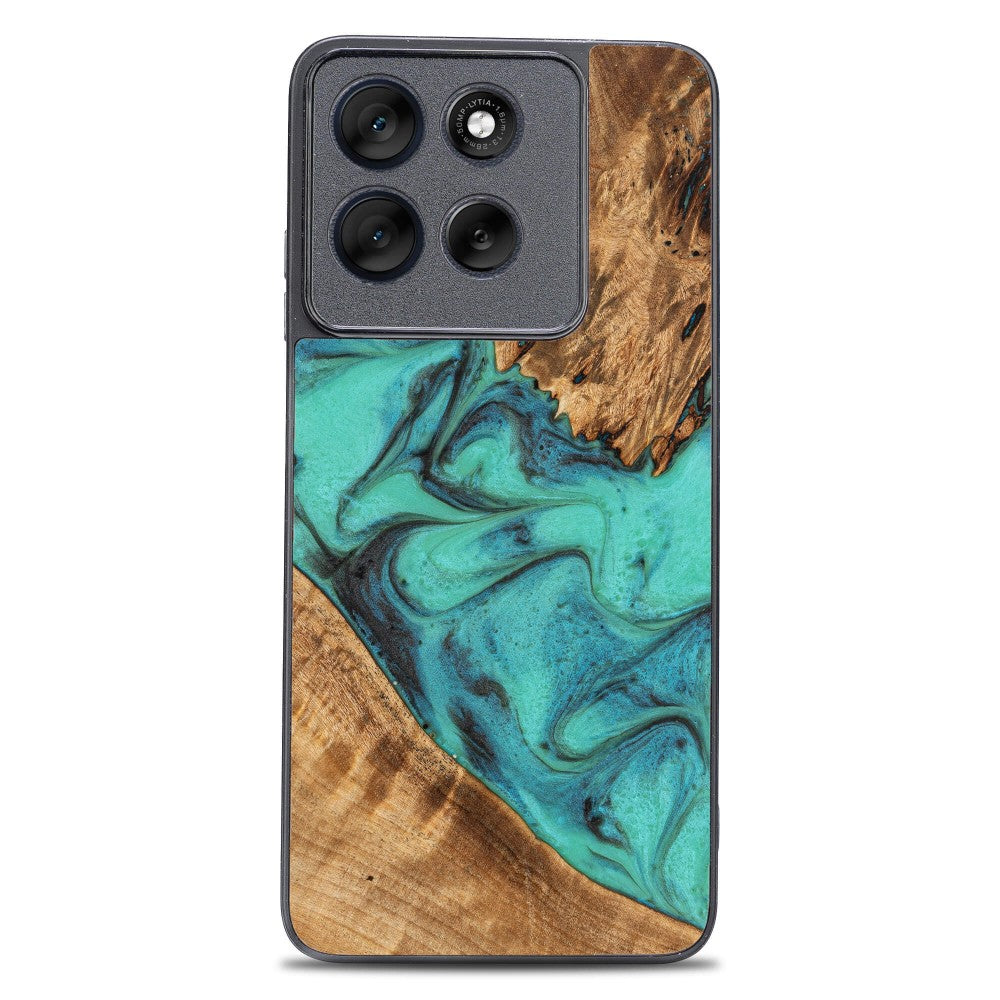 Holzhülle für Motorola Moto G86 5G, Bewood Unique Turquoise