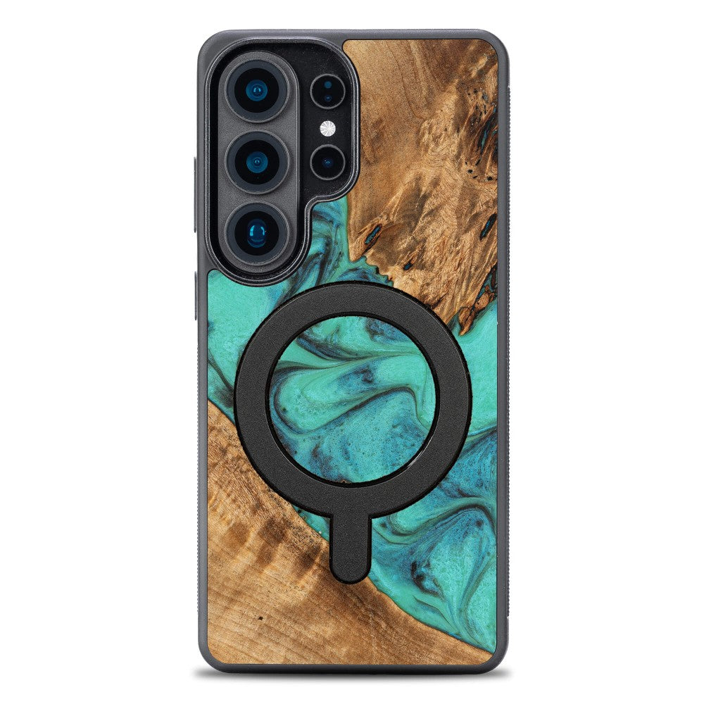 Holzhülle für Galaxy S26 Ultra, Bewood Unique Turquoise für MagSafe