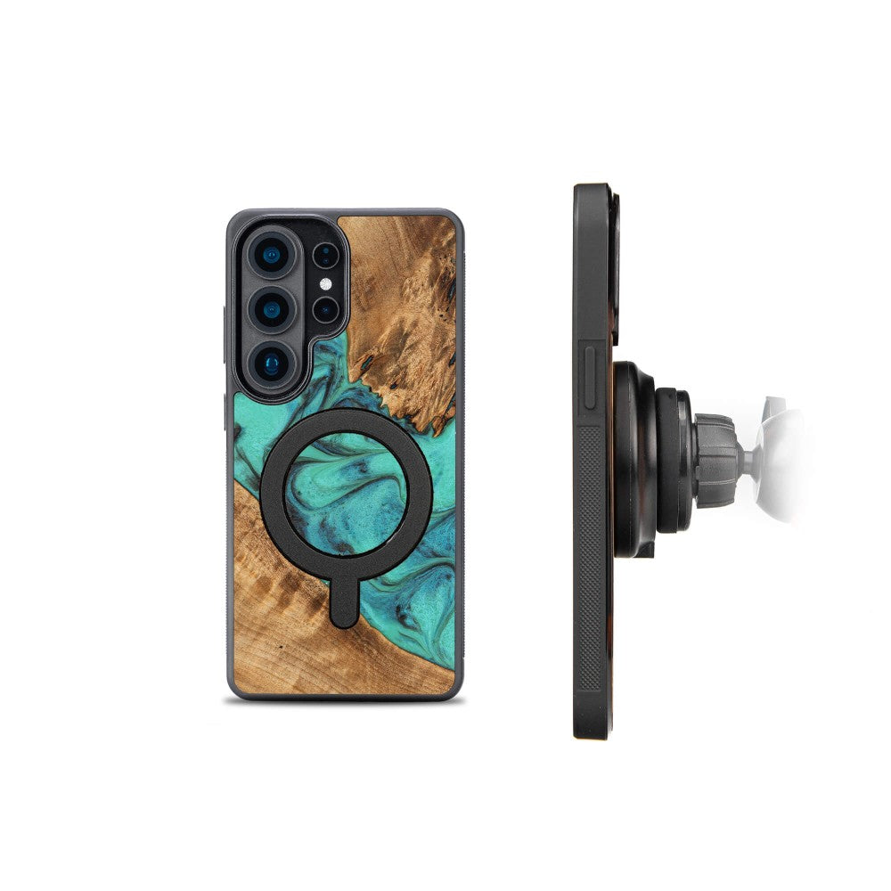Holzhülle für Galaxy S26 Ultra, Bewood Unique Turquoise für MagSafe