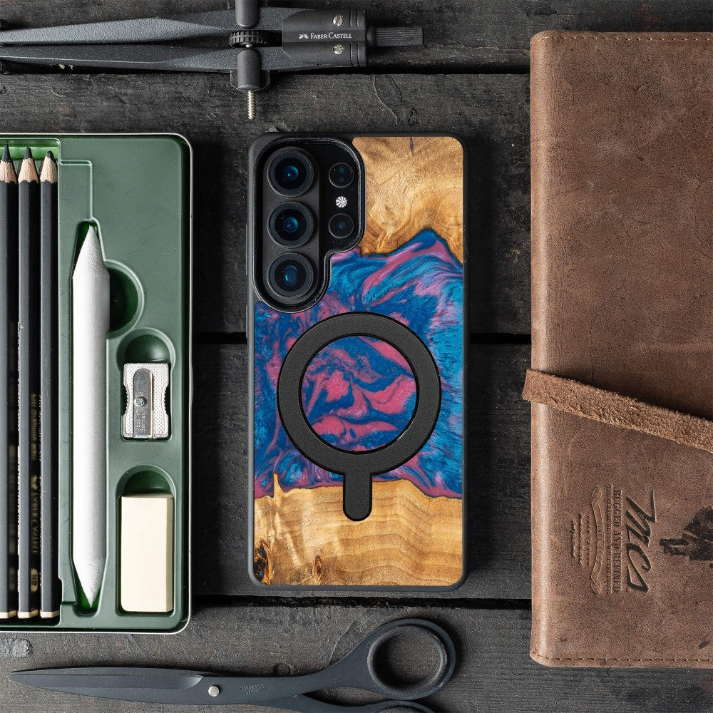 Holzhülle für Galaxy S26 Ultra, Bewood Unique Neons Vegas für MagSafe