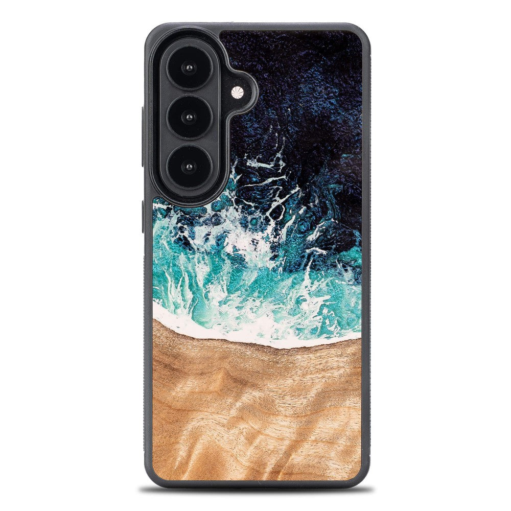 Holzhülle für Galaxy S26 Plus, Bewood Unique Dream Island, Blau-Braun