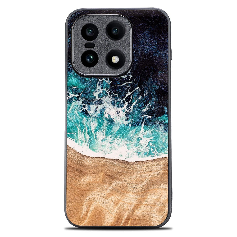 Holzhülle für OnePlus 15, Bewood Unique Dream Island, Blau-Braun