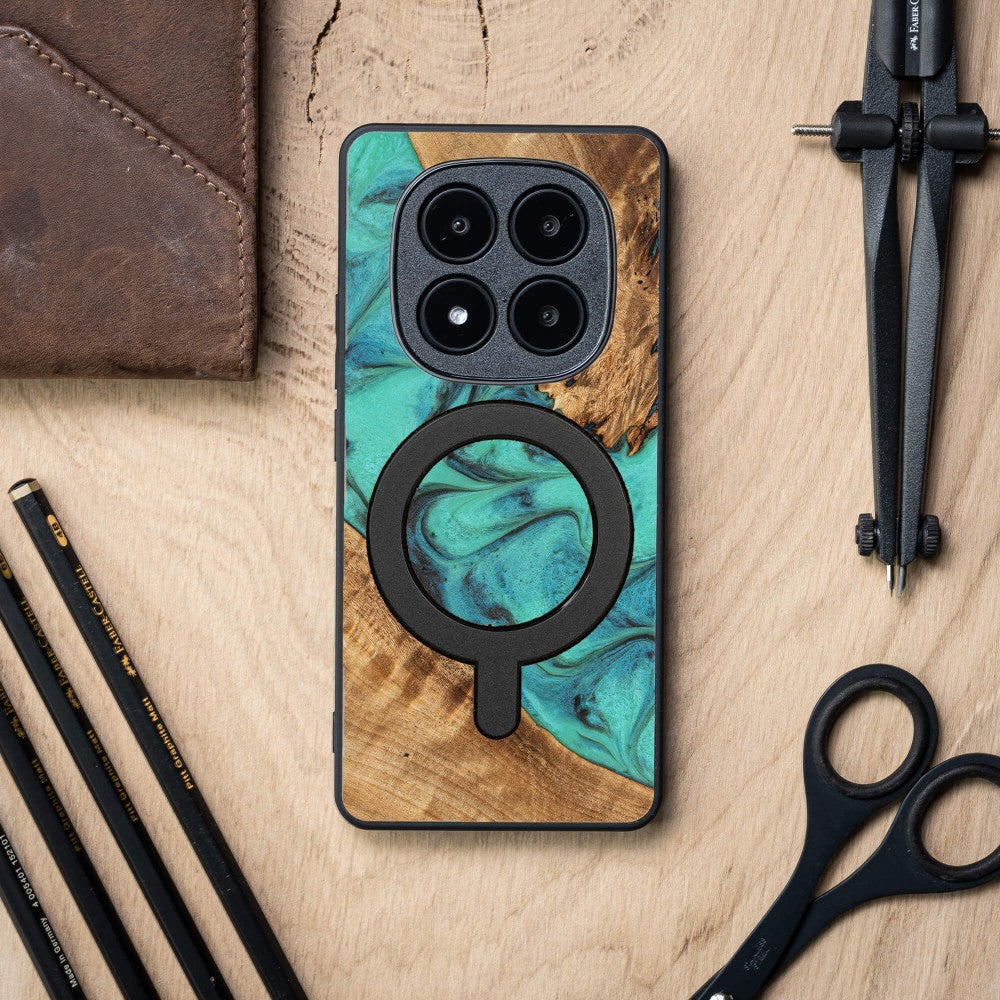 Holzhülle für Xiaomi Redmi Note 15 Pro Plus 5G, Bewood Unique Turquoise für MagSafe