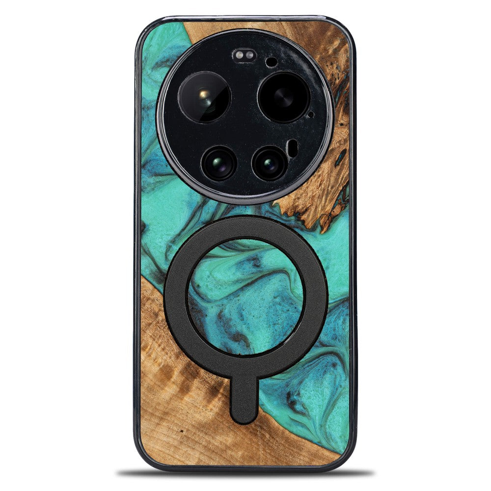 Holzhülle für Xiaomi 17 Ultra, Bewood Unique Turquoise für MagSafe