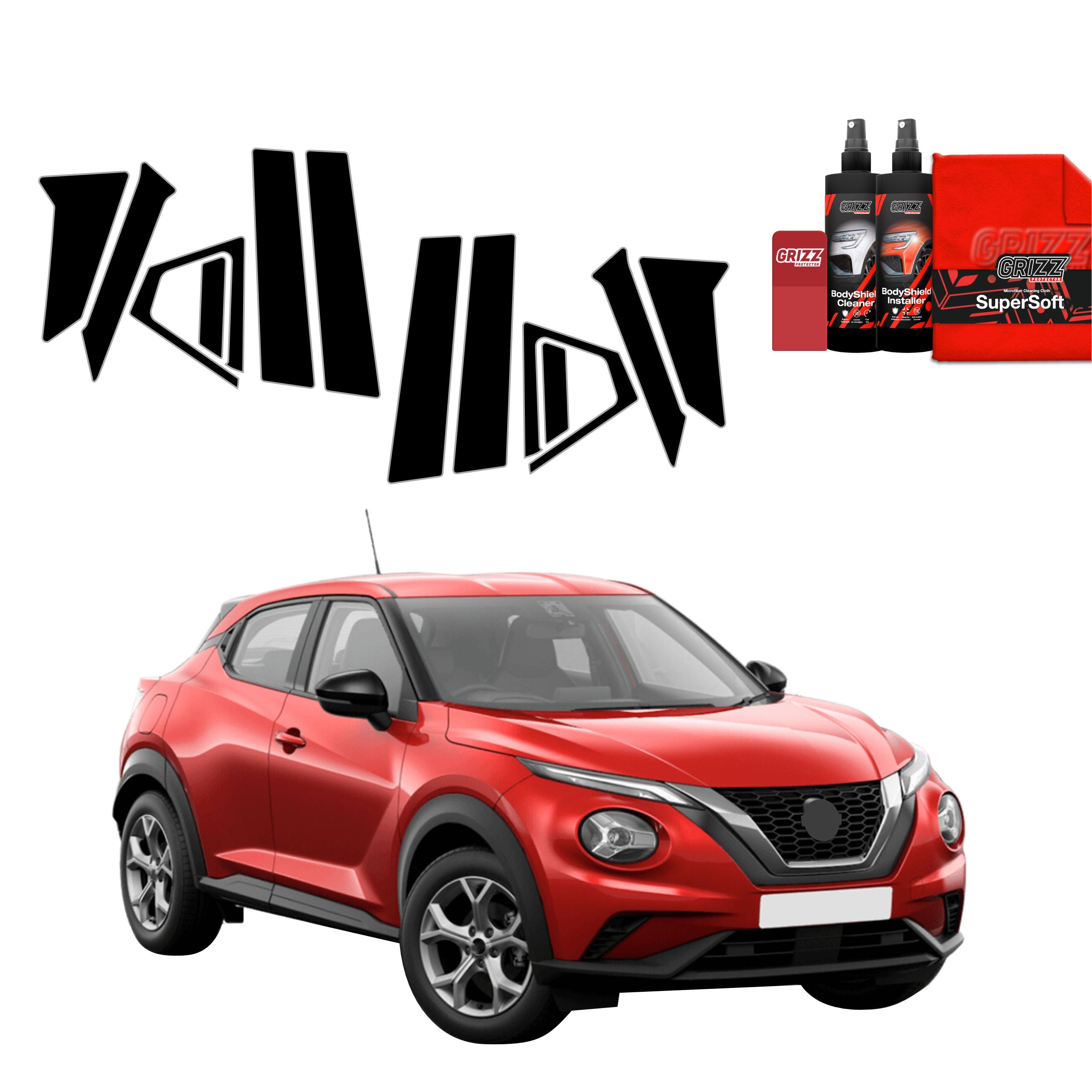 10in1 Schwarze Grizz Protector schutzfolie für B-Säule - Nissan Juke Facelift (2024-2026)