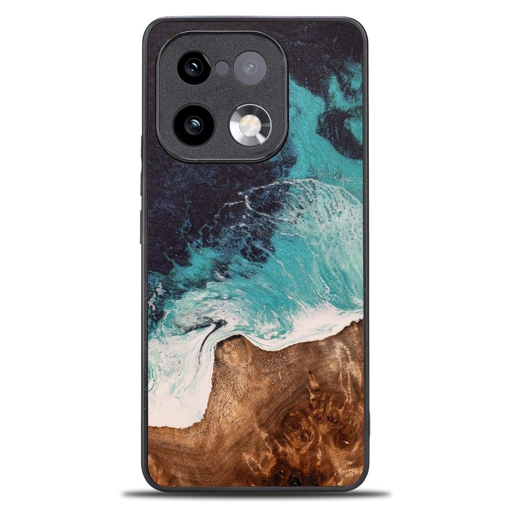 Holzhülle für Realme 16 Pro 5G, Bewood Unique Dream Island, Blau-Braun