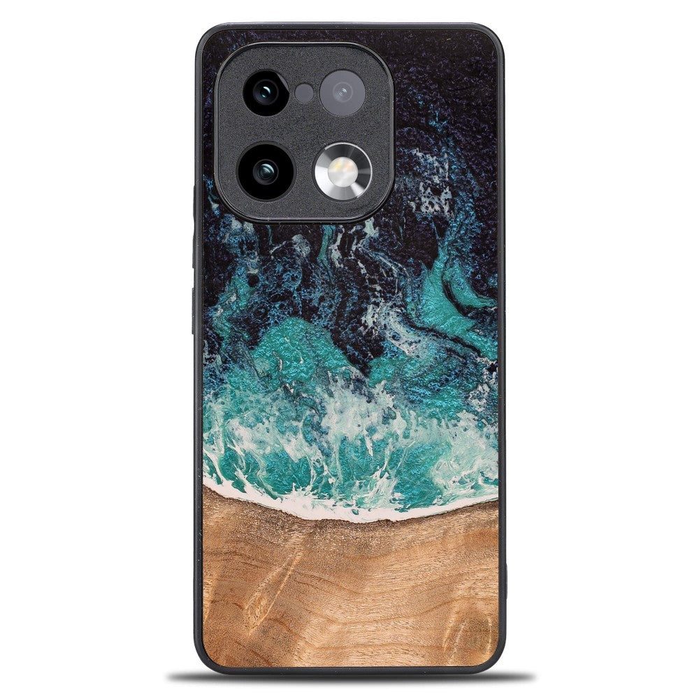 Holzhülle für Realme 16 Pro Plus 5G, Bewood Unique Dream Island, Blau-Braun