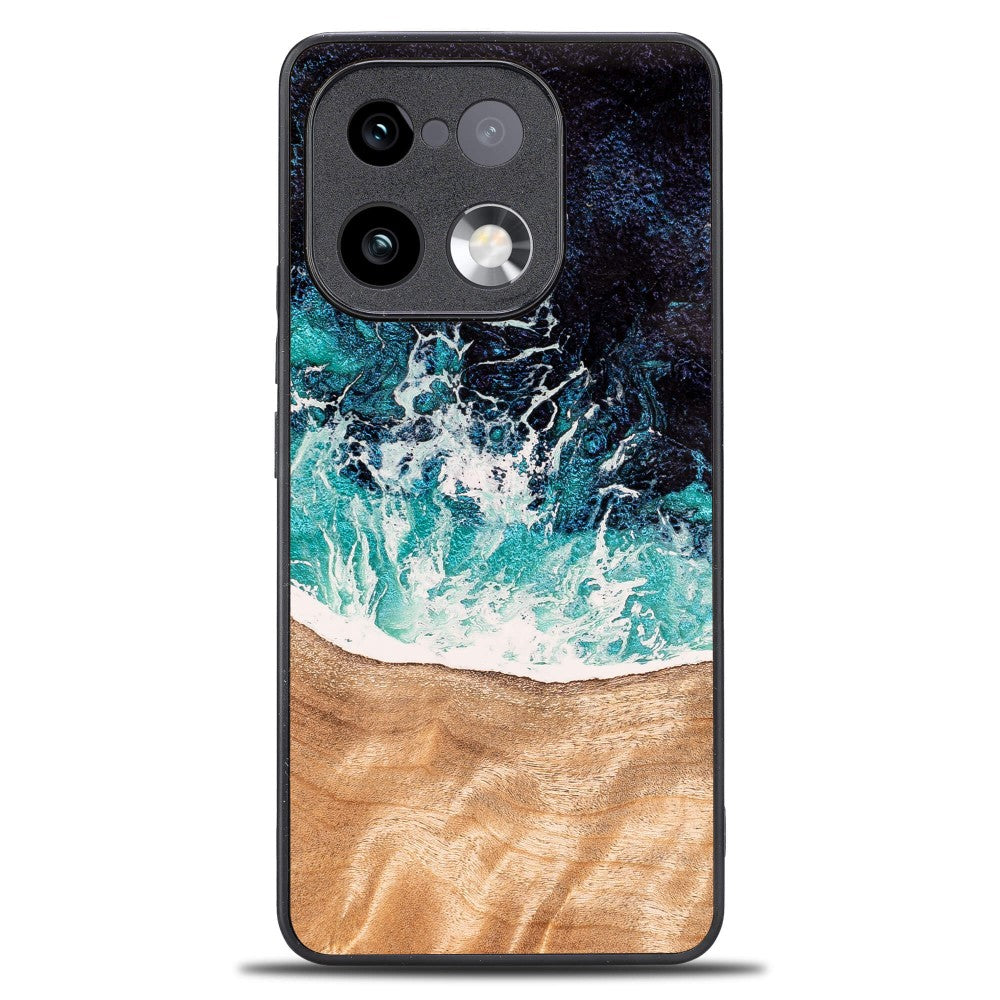 Holzhülle für Realme 16 Pro Plus 5G, Bewood Unique Dream Island, Blau-Braun