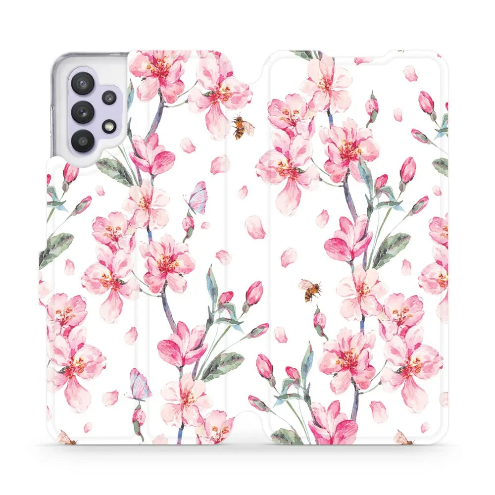 Handyhülle mit klappe für Galaxy A32 5G, Mobiwear Book, Rosa Frühling