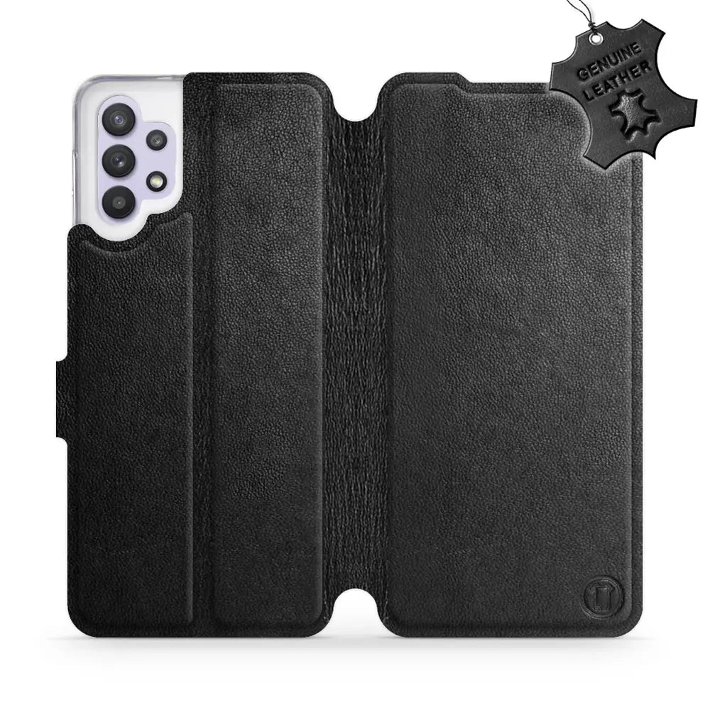 Echtleder Handyhülle für Galaxy A32 5G, Mobiwear Leather, Schwarz