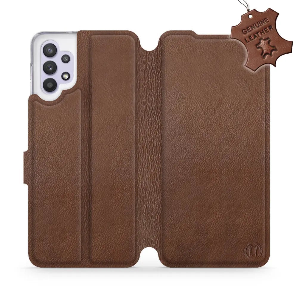 Echtleder Handyhülle für Galaxy A32 5G, Mobiwear Leather, Braun