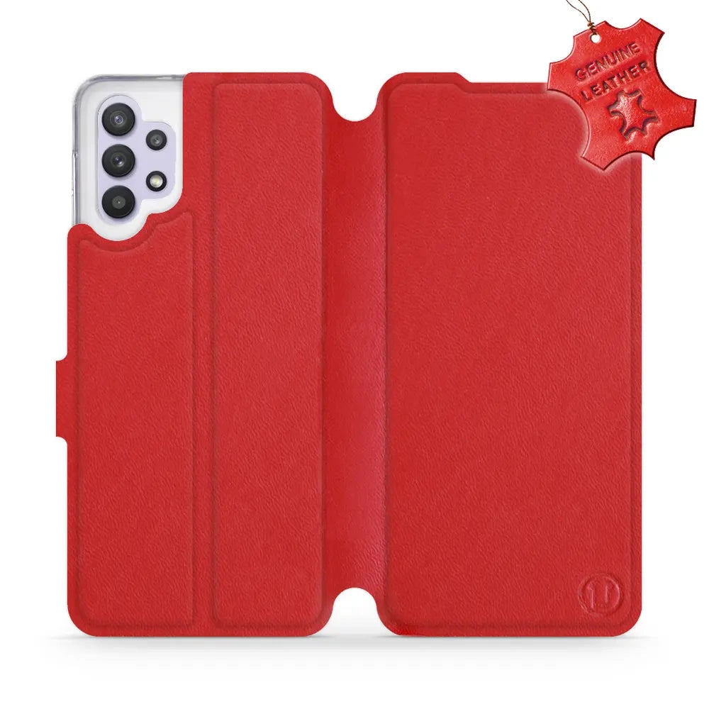 Echtleder Handyhülle für Galaxy A32 5G, Mobiwear Leather, Rot