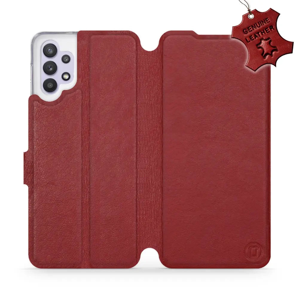 Echtleder Handyhülle für Galaxy A32 5G, Mobiwear Leather, Dunkelrot