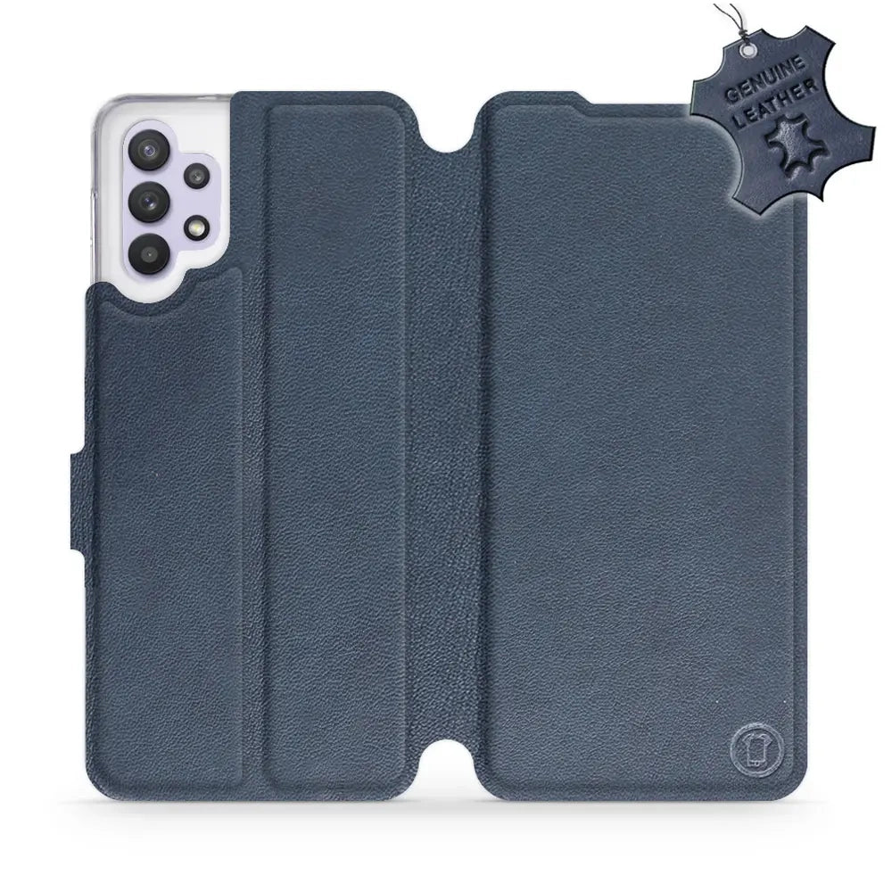 Echtleder Handyhülle für Galaxy A32 5G, Mobiwear Leather, Dunkelblau