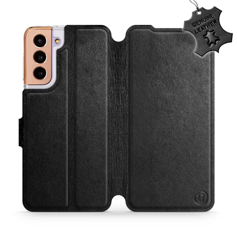 Echtleder Handyhülle für Galaxy S21, Mobiwear Leather, Schwarz