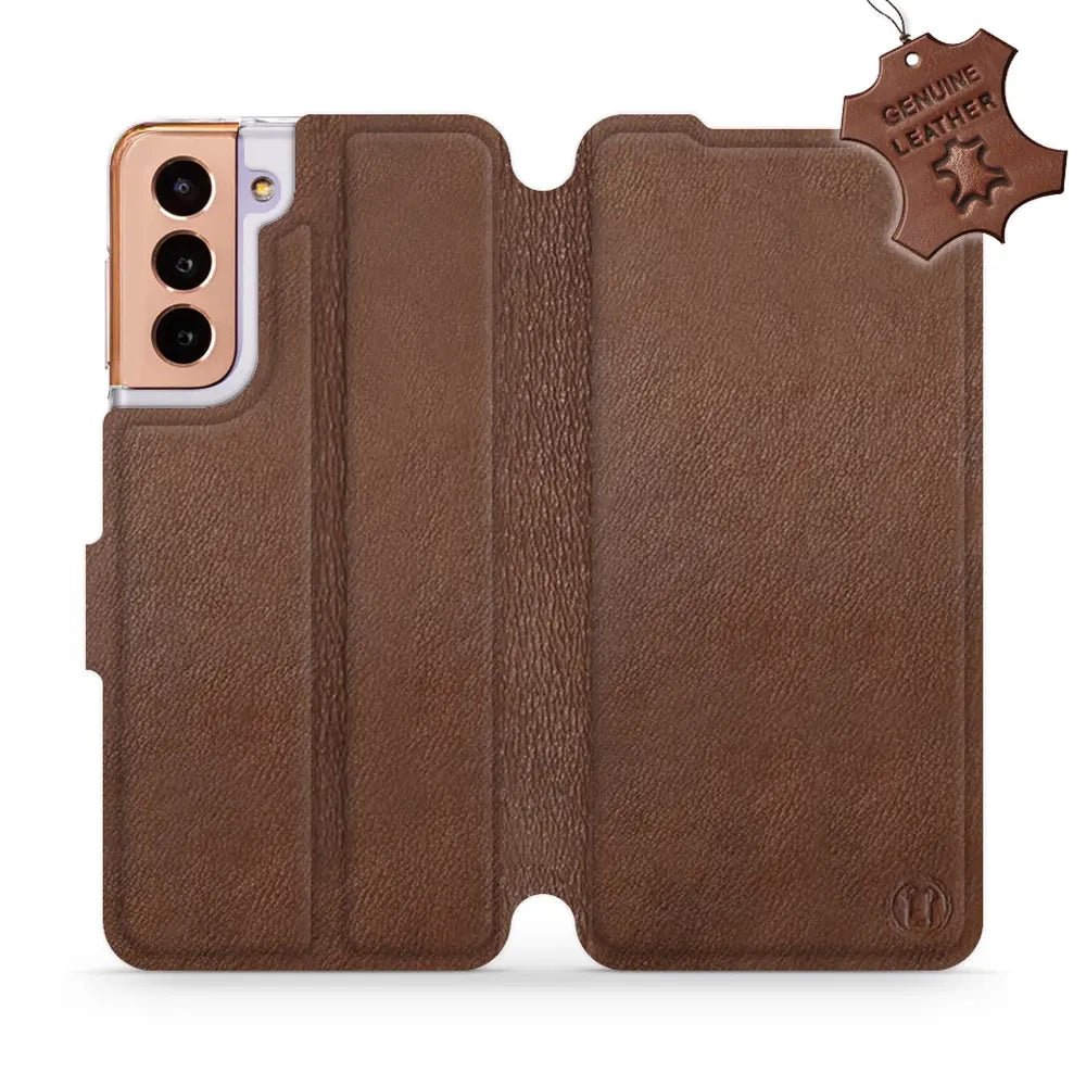 Echtleder Handyhülle für Galaxy S21, Mobiwear Leather, Braun