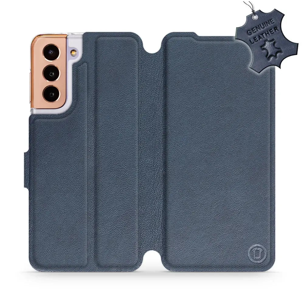 Echtleder Handyhülle für Galaxy S21, Mobiwear Leather, Dunkelblau