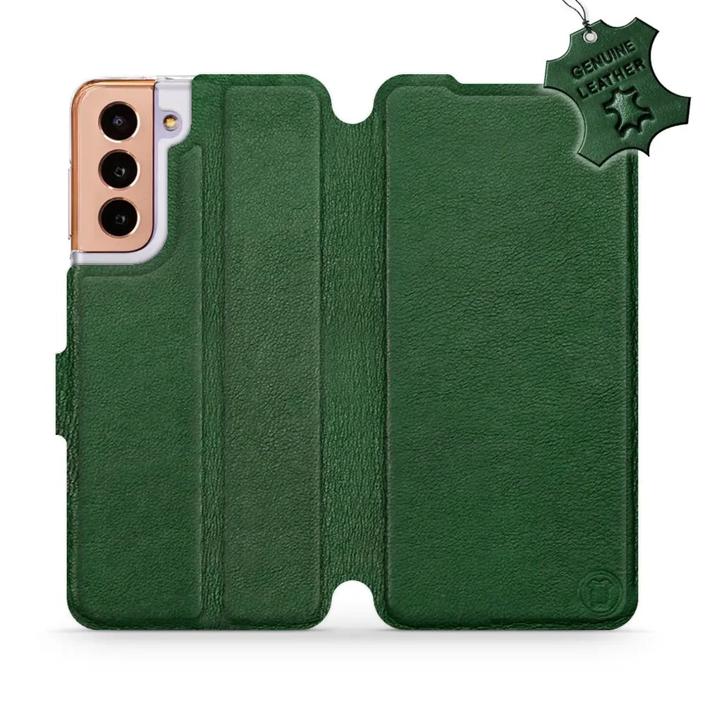 Echtleder Handyhülle für Galaxy S21, Mobiwear Leather, Grün