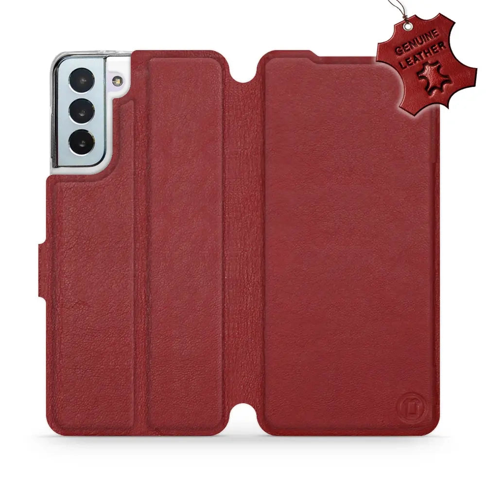 Echtleder Handyhülle für Galaxy S21 Plus, Mobiwear Leather, Dunkelrot