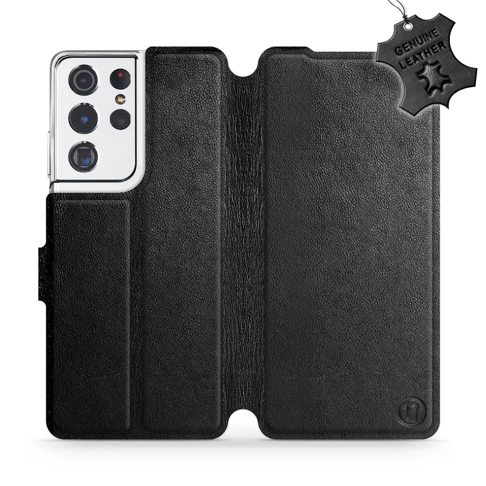 Echtleder Handyhülle für Galaxy S21 Ultra, Mobiwear Leather, Schwarz