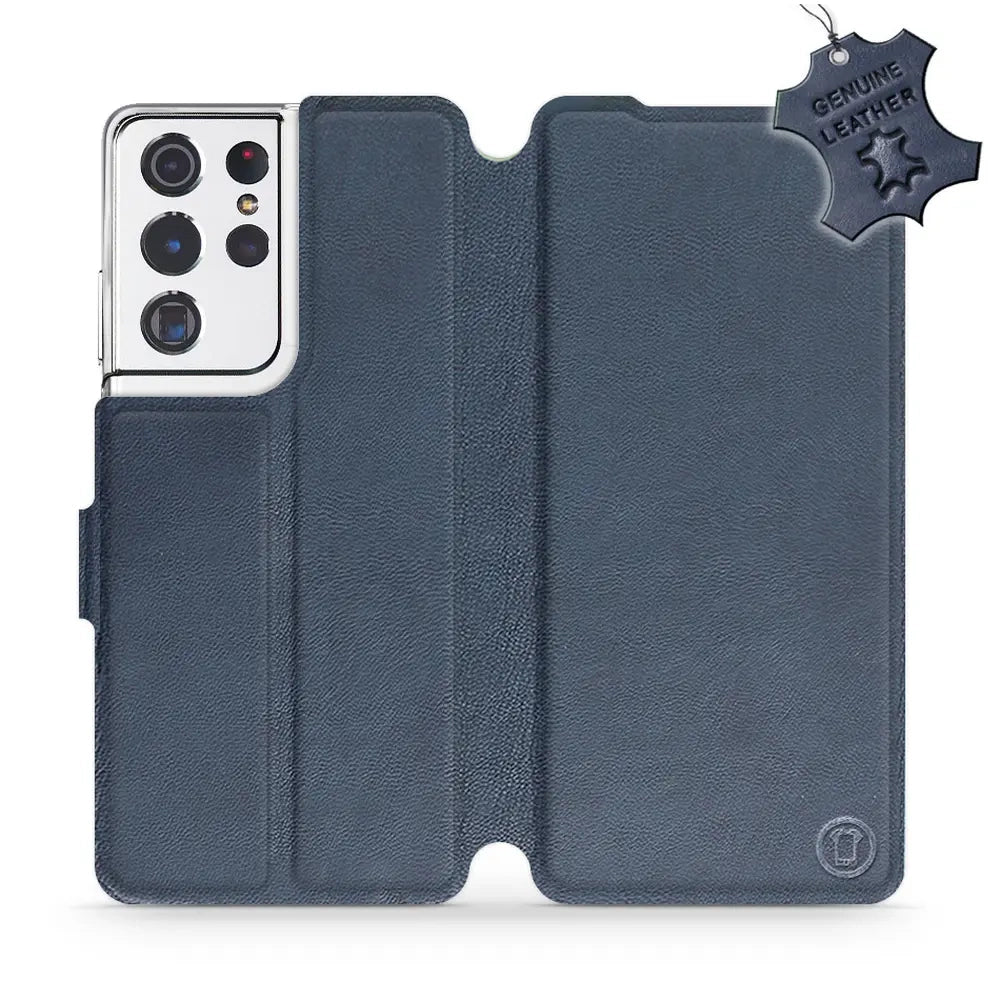 Echtleder Handyhülle für Galaxy S21 Ultra, Mobiwear Leather, Dunkelblau