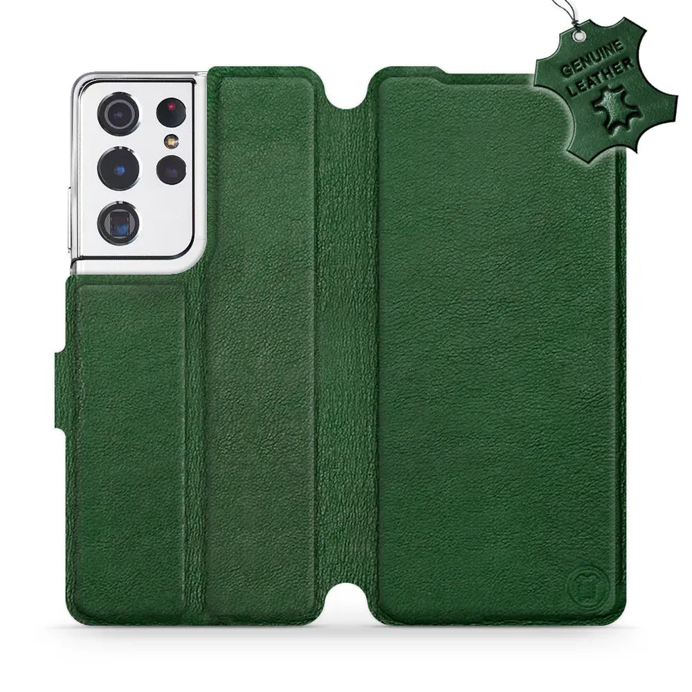 Echtleder Handyhülle für Galaxy S21 Ultra, Mobiwear Leather, Grün