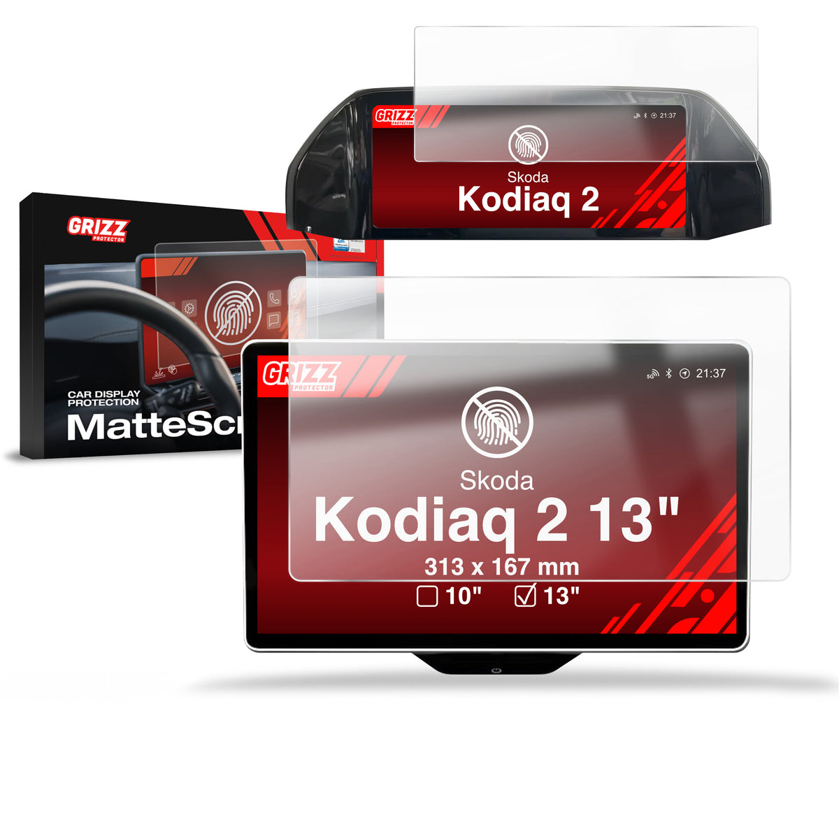 Matte Autodisplayfolie 2in1 für Skoda Kodiaq 13" (2024-2026), Grizz Protector