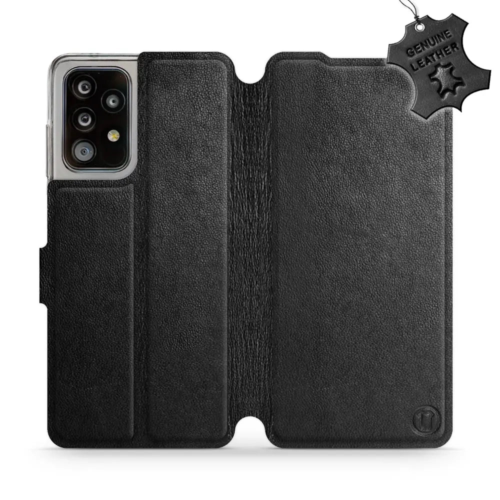 Echtleder Handyhülle für Galaxy A52, Mobiwear Leather, Schwarz