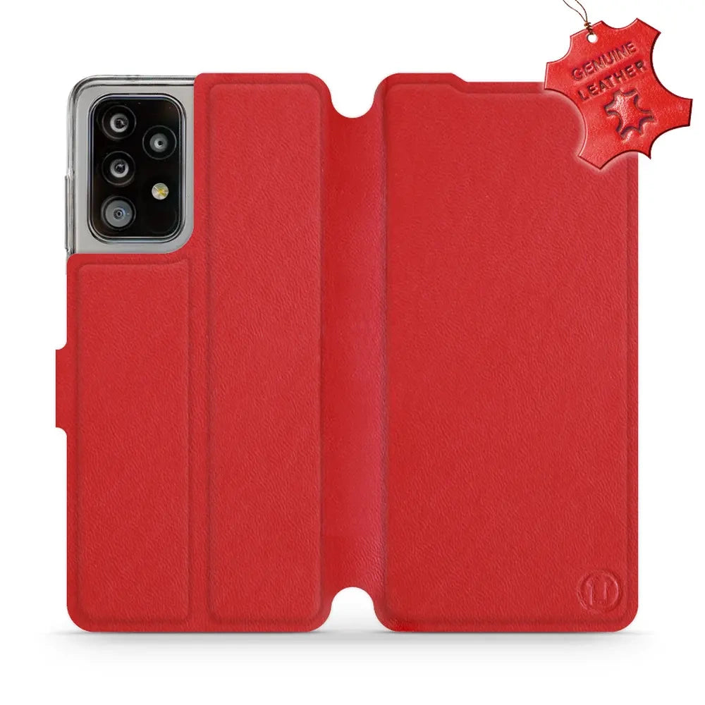 Echtleder Handyhülle für Galaxy A52, Mobiwear Leather, Rot