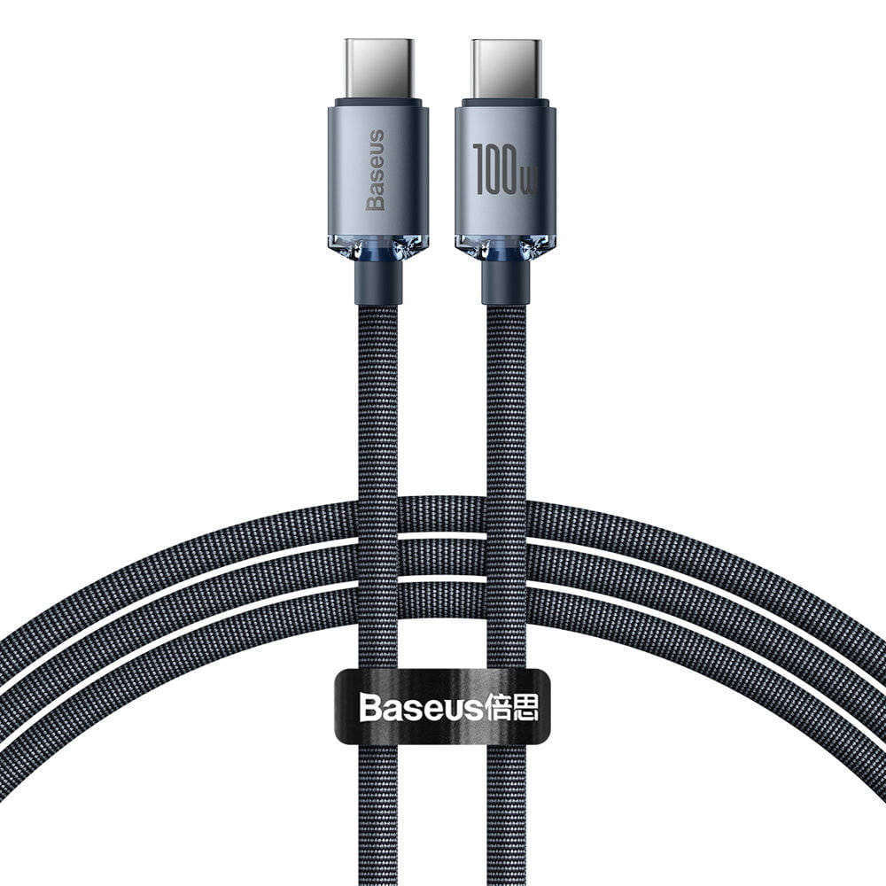 Kabel Baseus Crystal Shine 100W 5A USB-C für USB-C 1,2m, Schwarz