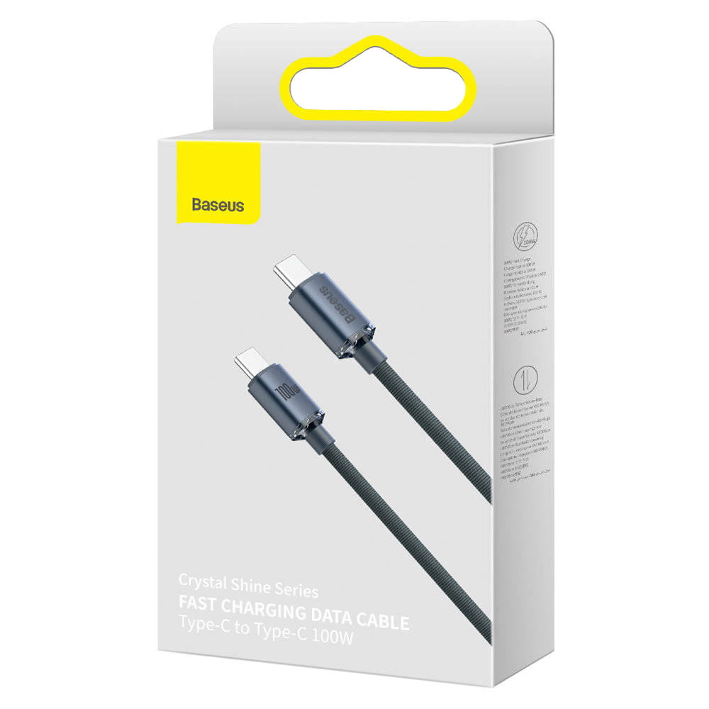 Kabel Baseus Crystal Shine 100W 5A USB-C für USB-C 1,2m, Schwarz