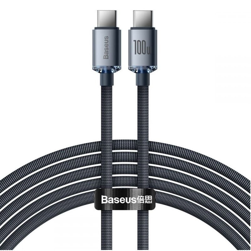 Kabel Baseus Crystal Shine 100W 5A USB-C für USB-C 2m, Schwarz