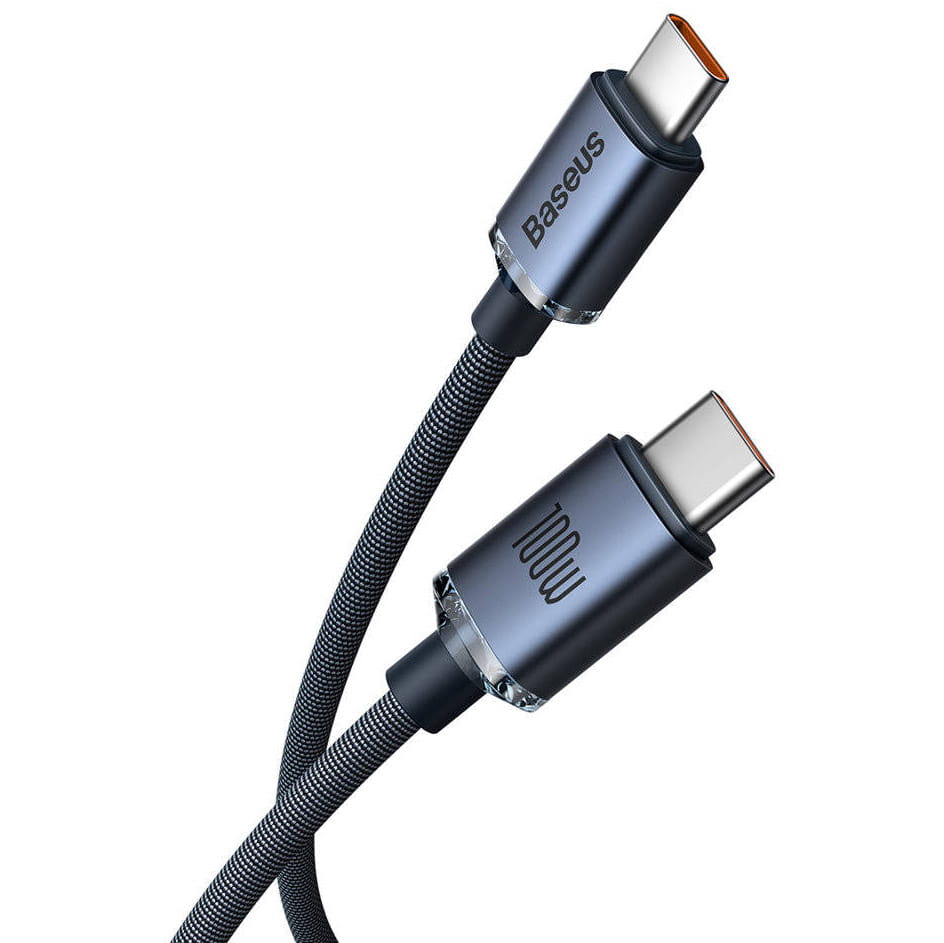 Kabel Baseus Crystal Shine 100W 5A USB-C für USB-C 2m, Schwarz