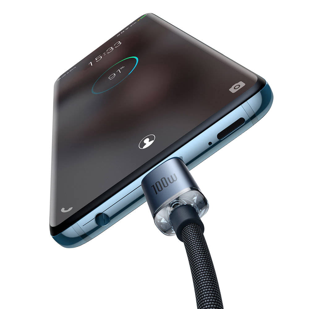 Kabel Baseus Crystal Shine 100W 5A USB-C für USB-C 2m, Schwarz