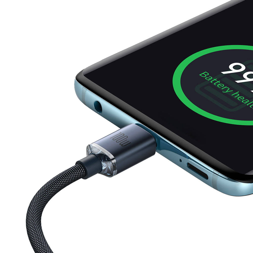 Kabel Baseus Crystal Shine 100W 5A USB-C für USB-C 2m, Schwarz