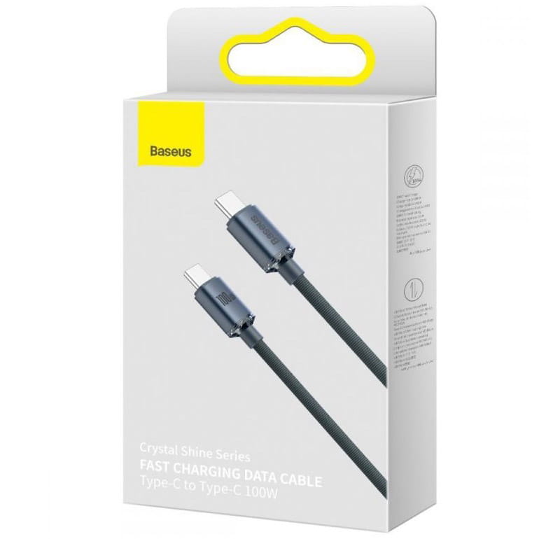 Kabel Baseus Crystal Shine 100W 5A USB-C für USB-C 2m, Schwarz