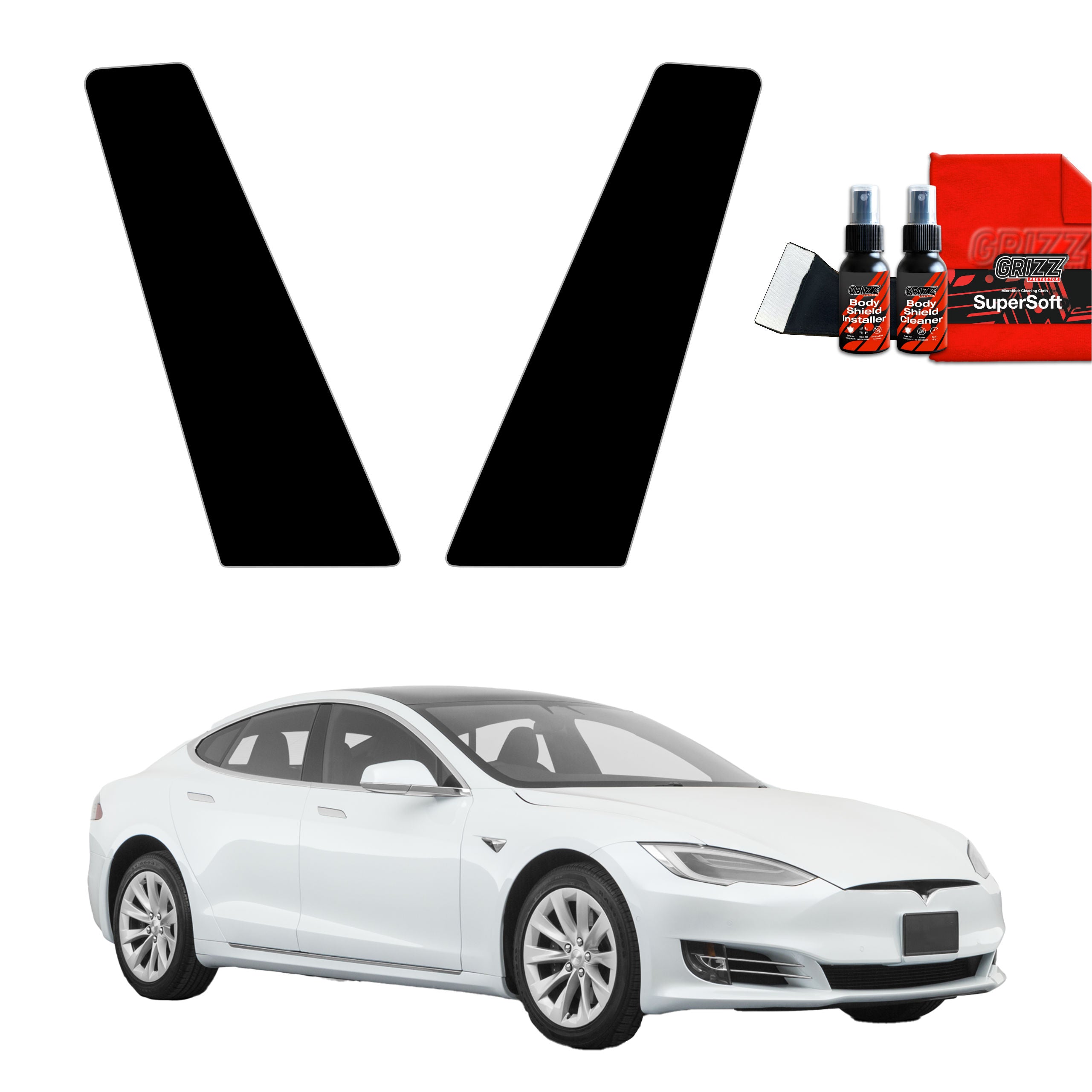 2in1 Schwarze Grizz Protector schutzfolie für B-Säule - Tesla Model S (2023-2026)