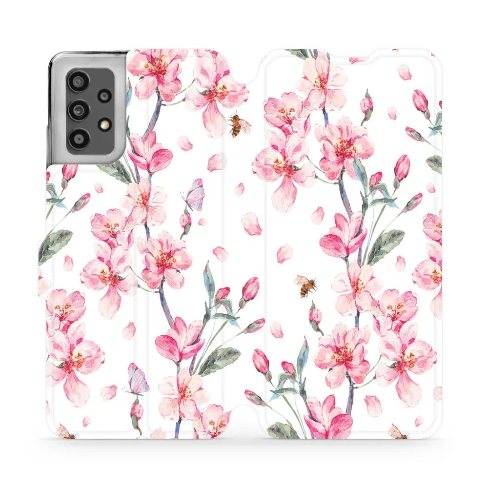 Handyhülle mit klappe für Galaxy A32 4G, Mobiwear Book, Rosa Frühling